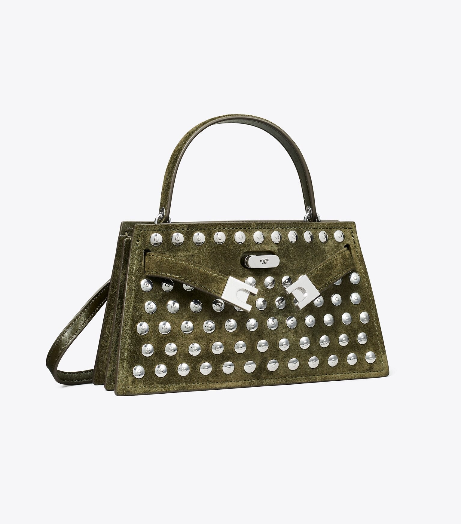 Mini Lee Radziwill Studded Suede Top-Handle Bag