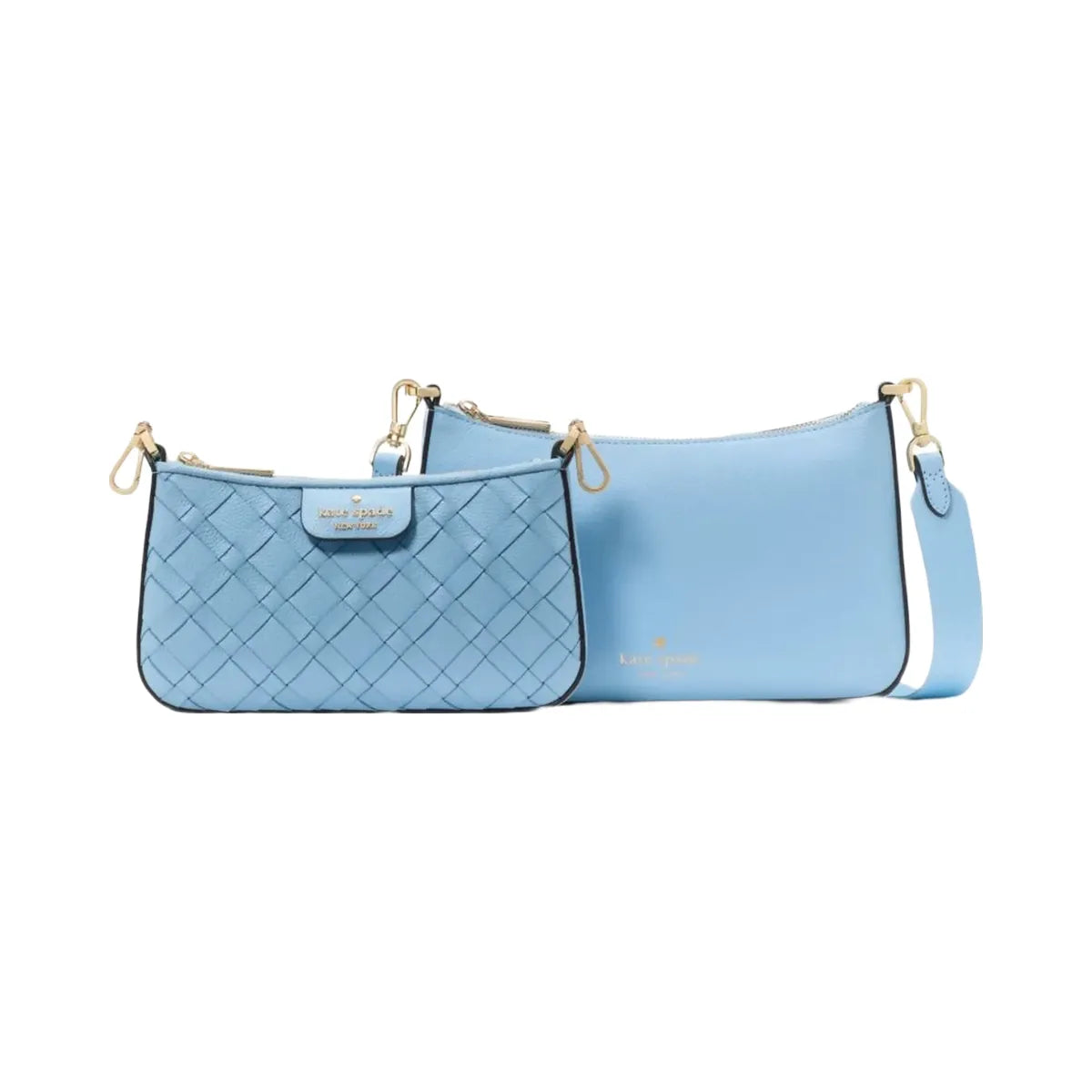 Kate Spade Duet Woven Leather Crossbody Montauk Blue
