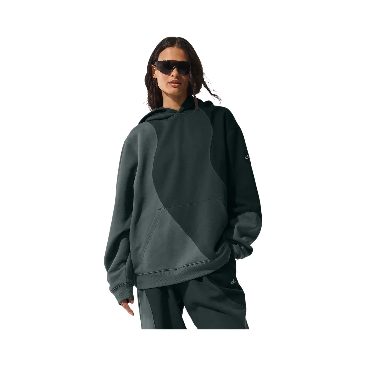 Alo Women's Make Waves Hoodie - Charcoal Green Tonal