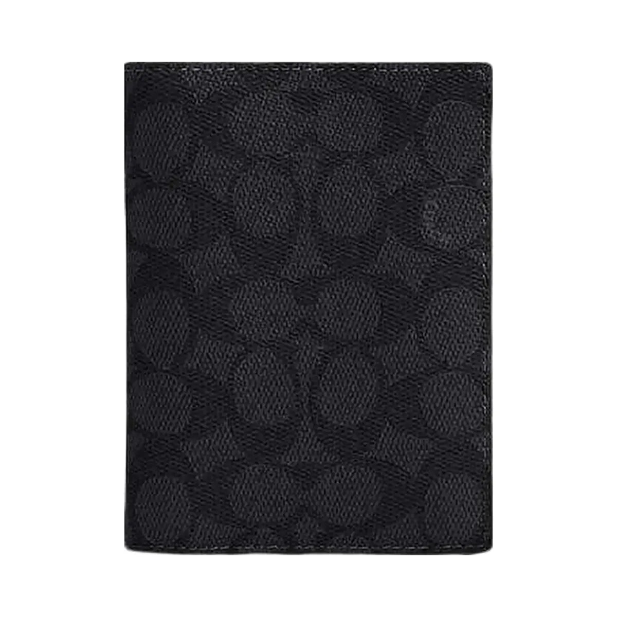 Coach Passport Card Case In Signature Canvas Signature Canvas-Gunmetal-Charcoal-Black