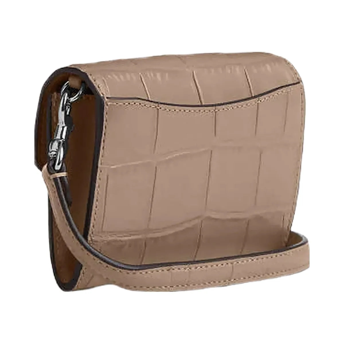 Coach Mini Envelope Wallet With Strap Embossed Crocodile-Silver-Stone
