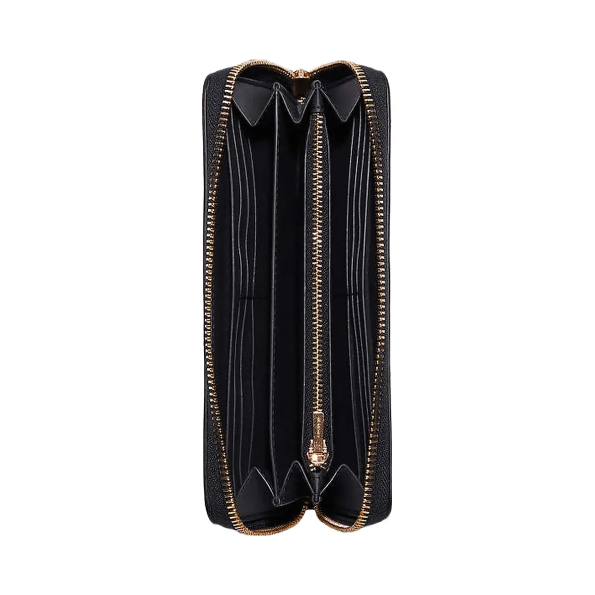Coach Long Zip Around Wallet Pebbled Leather-Gold-Midnight