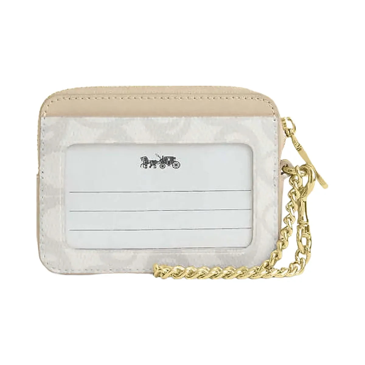 Coach Zip Card Case In Sketch Signature Canvas Signature Canvas-Gold-Ivory