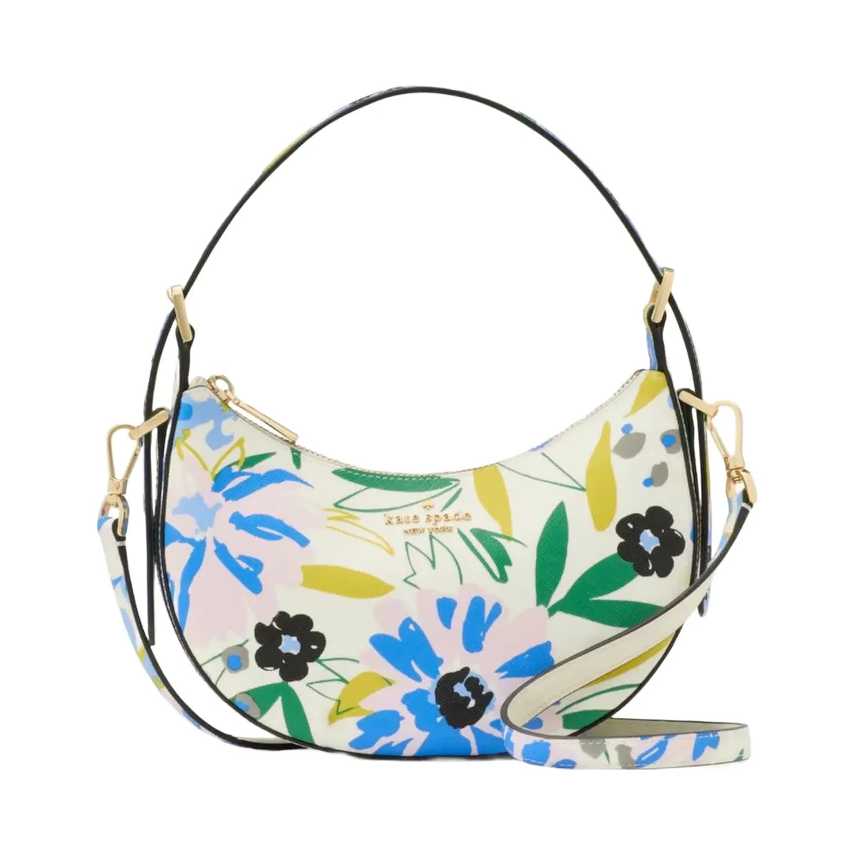 Kate Spade Madison Floral Crescent Shoulder Bag Cream Multi