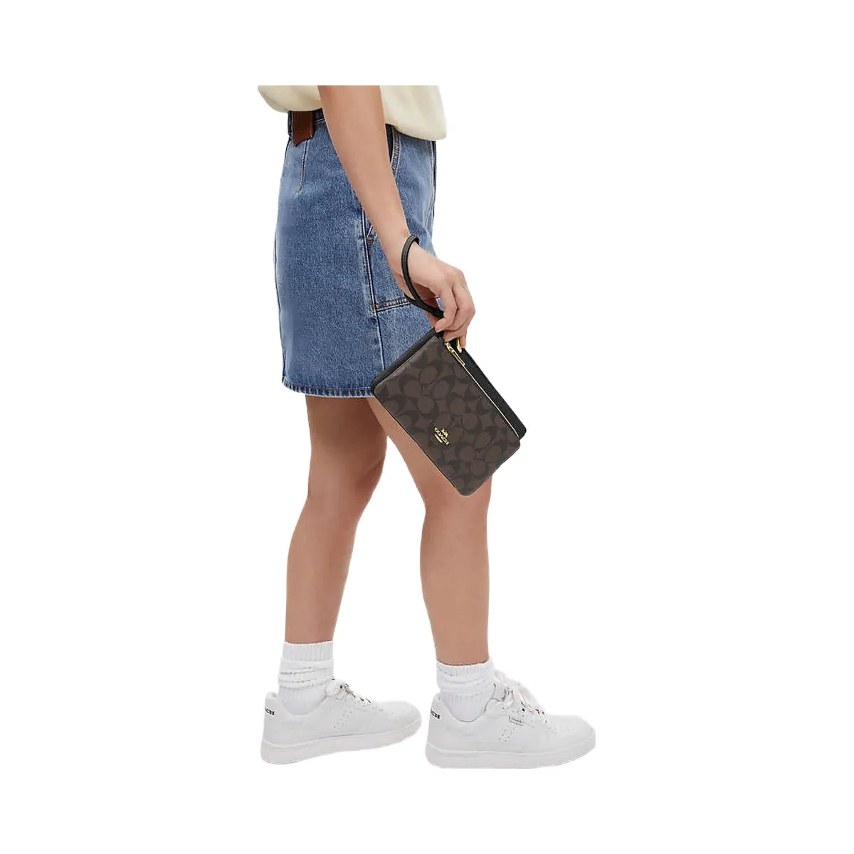 Coach Double Zip Wallet In Signature Canvas Signature Canvas-Gold-Brown Black