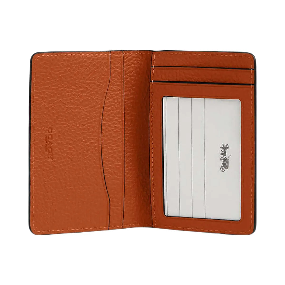 Coach Id Card Wallet In Signature Leather Pebbled Leather-Toffee