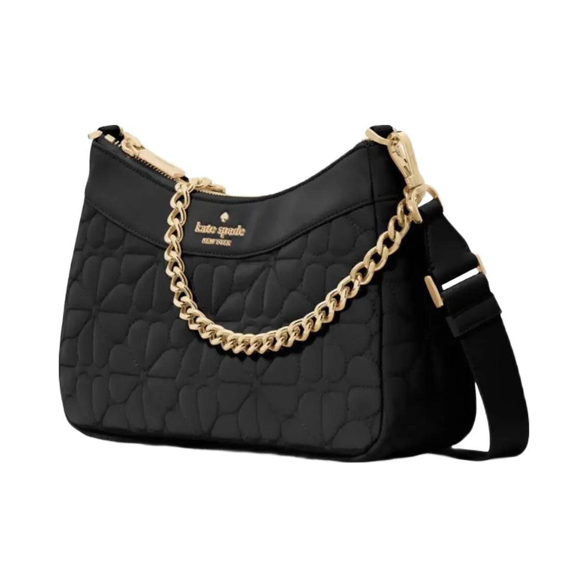 Kate Spade Flower Quilted Fabric Convertible Crossbody Black