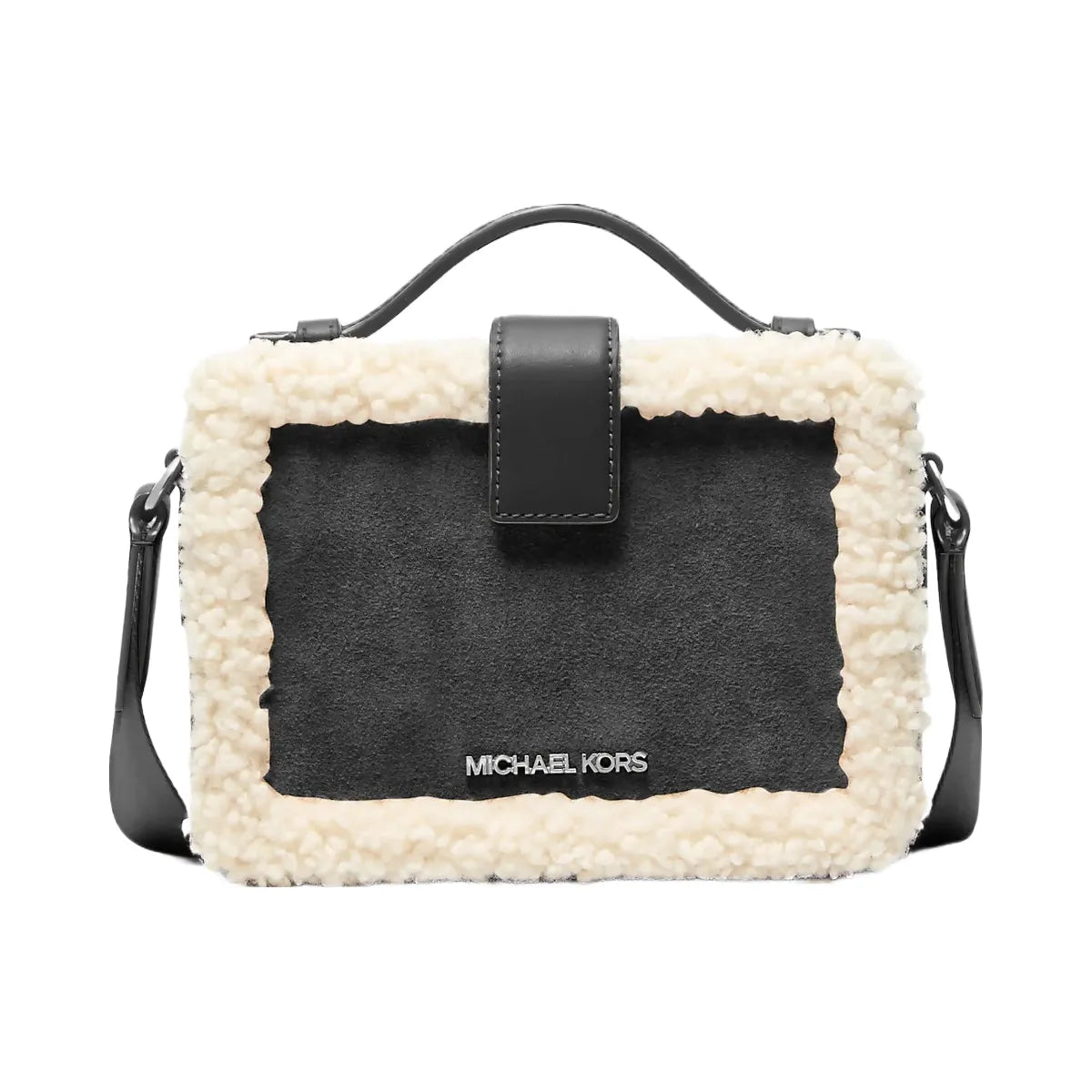 Michael Kors Cooper Suede and Sherpa Crossbody Bag Black