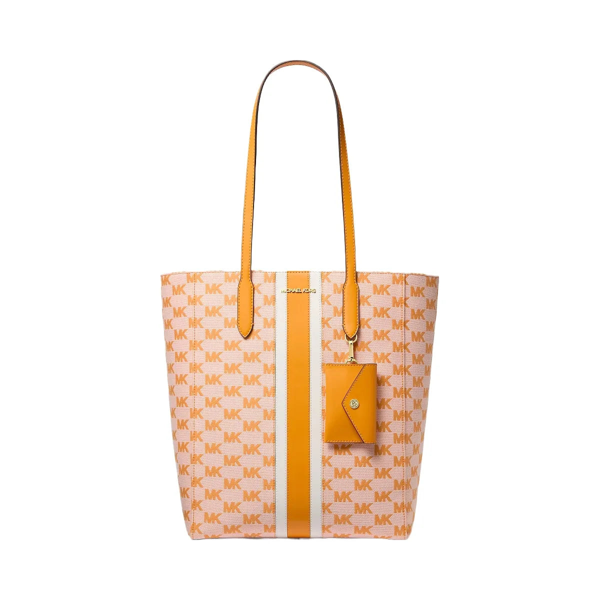 Michael Kors Vincent Large Logo Jacquard Tote Bag with Card Case Pop Orange