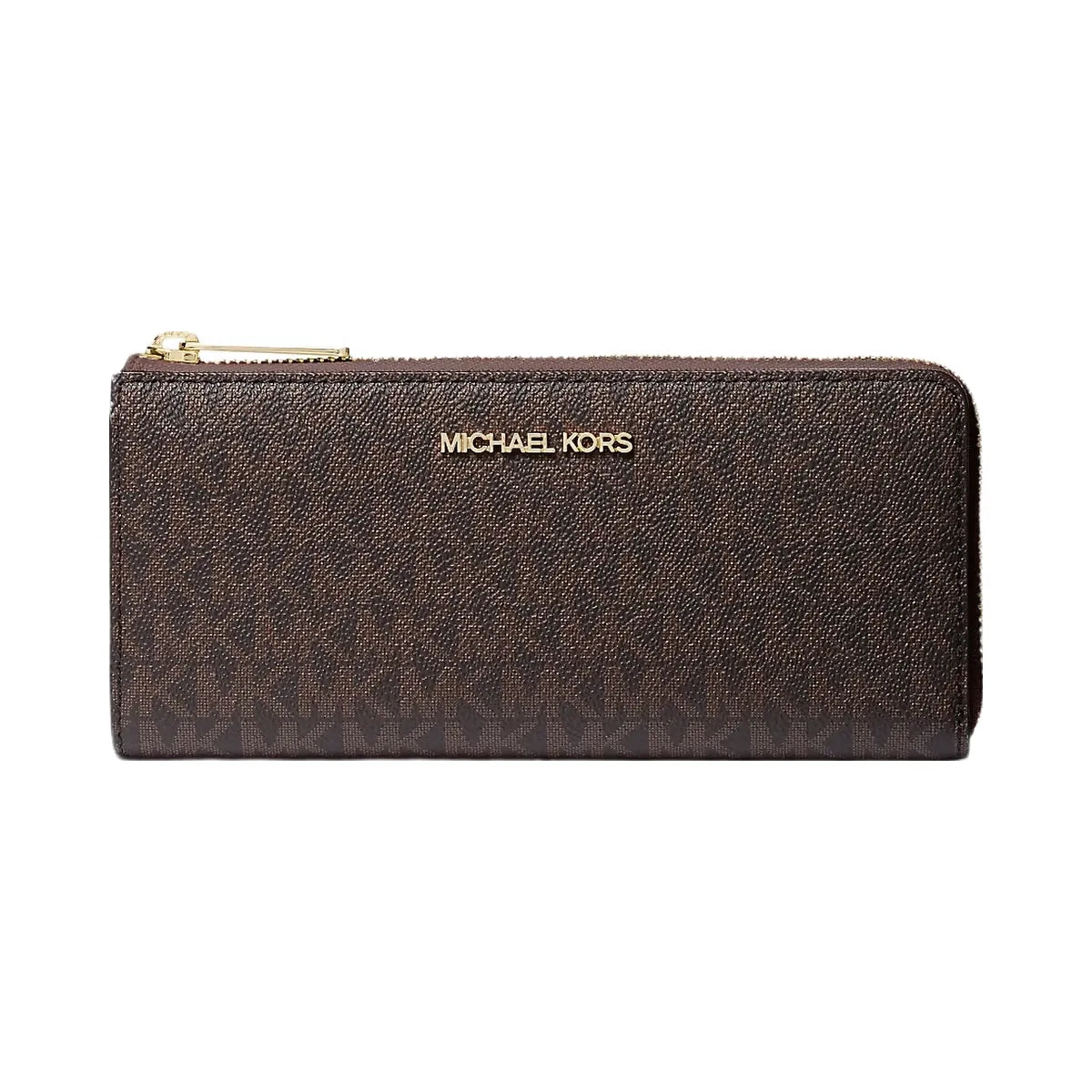 Michael Kors Jet Set Travel Large Logo Quarter-Zip Wallet Brown