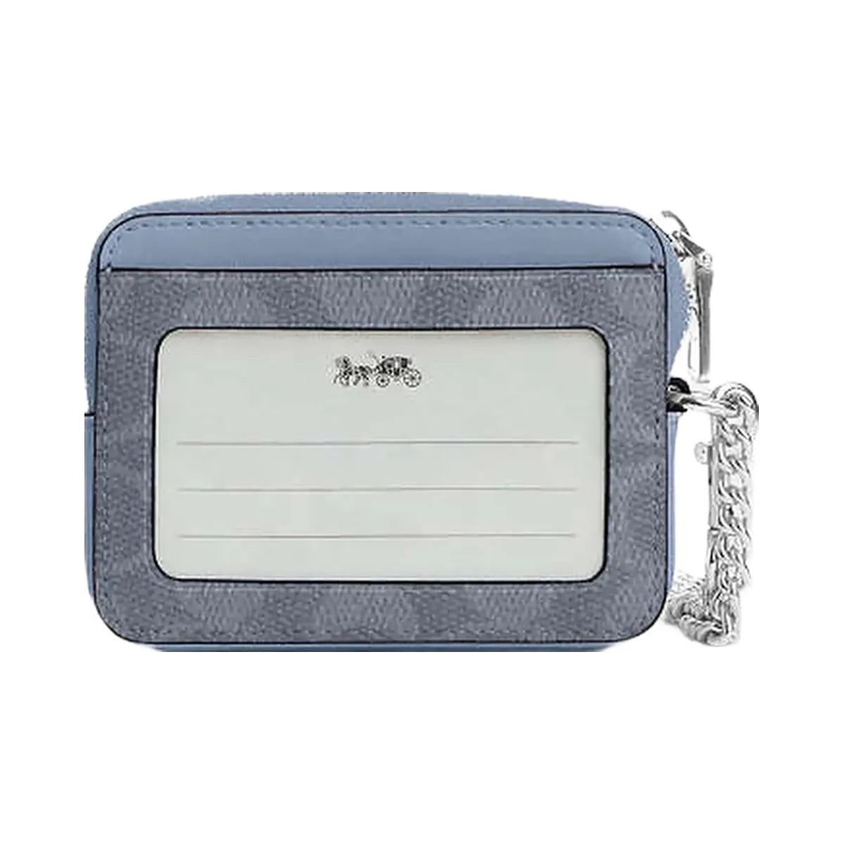 Coach Zip Card Case In Signature Canvas Signature Canvas-Silver-Chambray