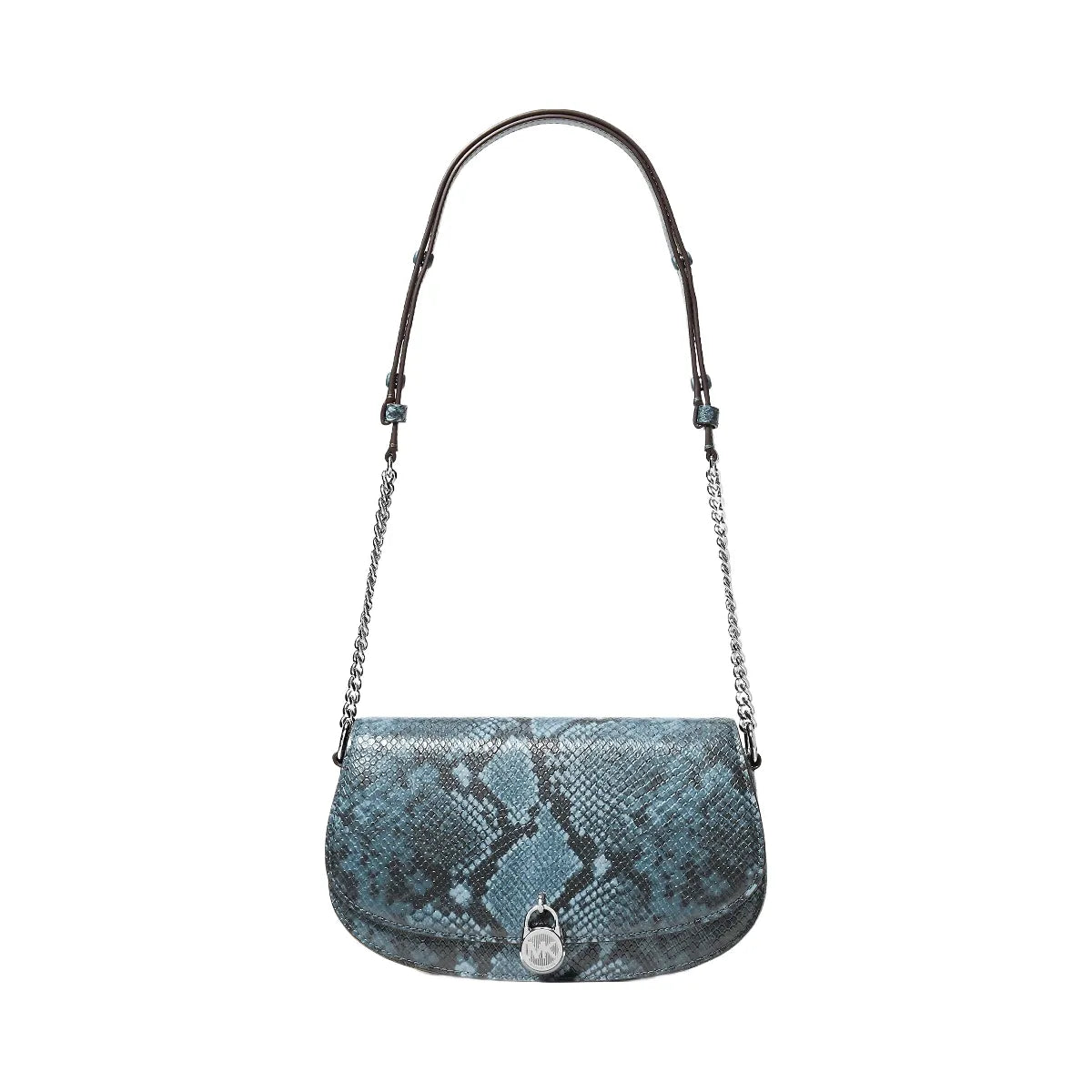 Michael Kors Mila Medium Snake Embossed Messenger Bag Cornflower