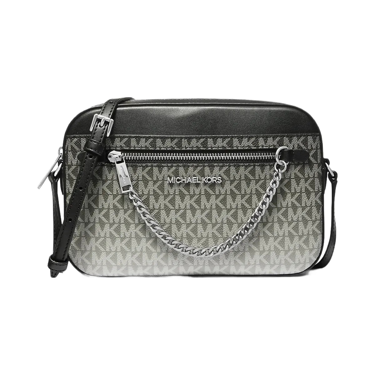 Michael Kors Jet Set Large Ombre Signature Logo Crossbody Body Black