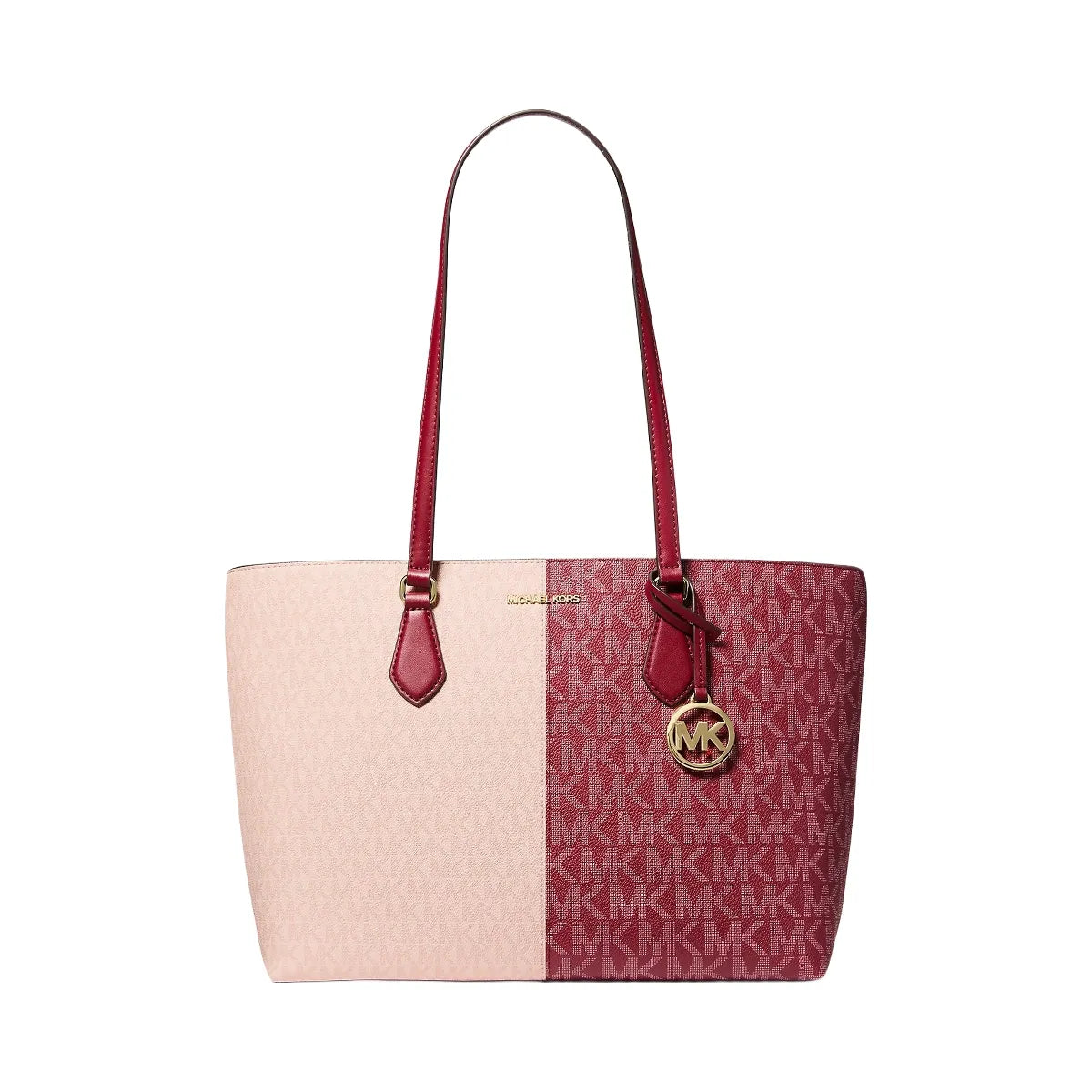 Michael Kors Sheila Large Two-Tone Signature Logo Tote Bag Cherry Multi
