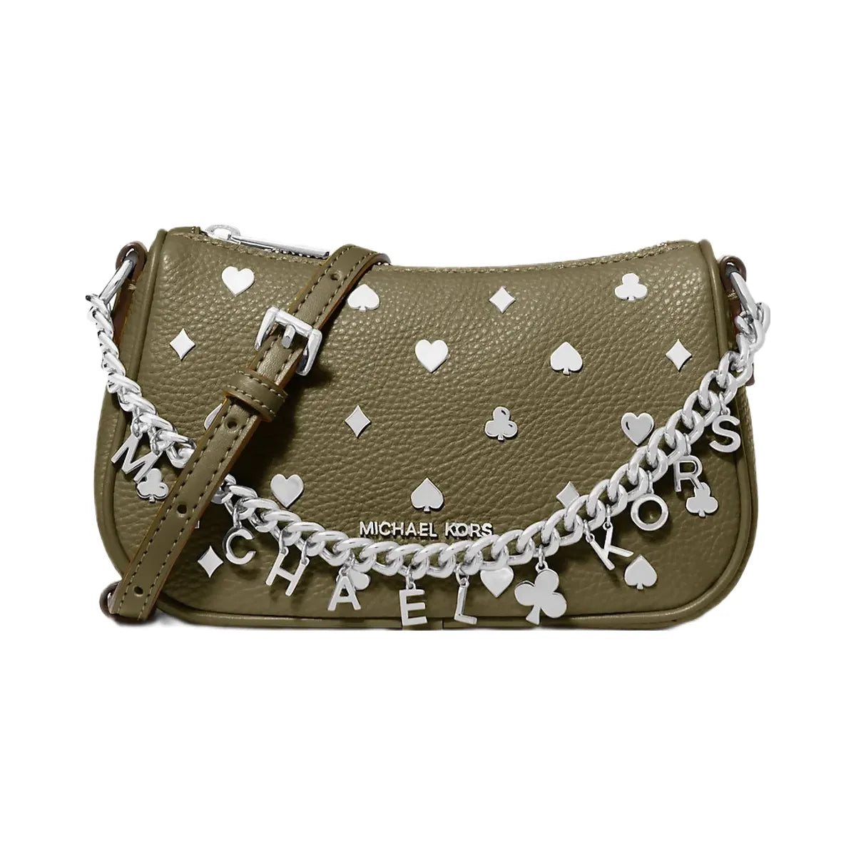 Michael Kors Carmela Small Embellished Convertible Crossbody Bag Olive