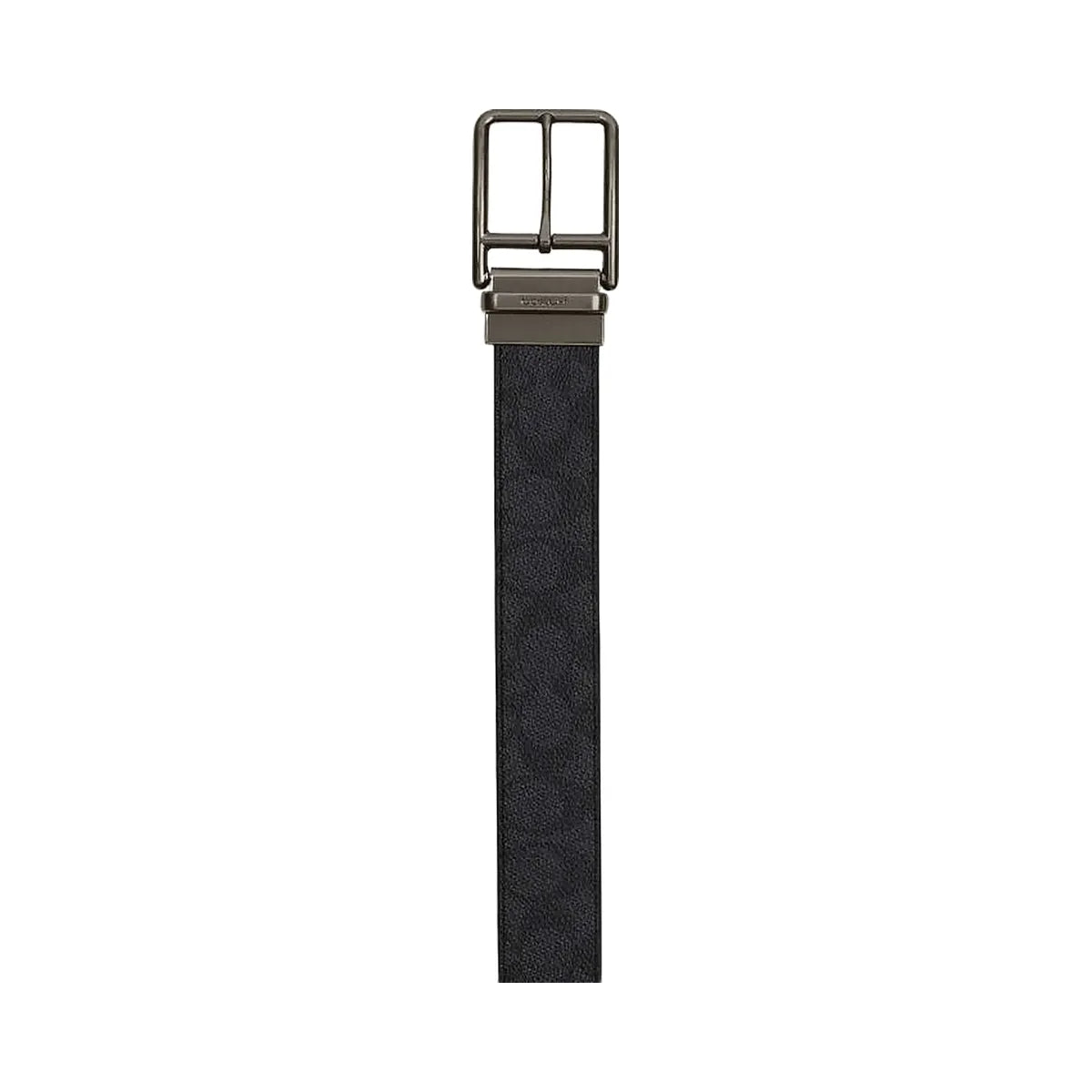 Coach Double Bar Buckle Cut To Size Reversible Belt, 38 Mm Gunmetal-Charcoal-Black