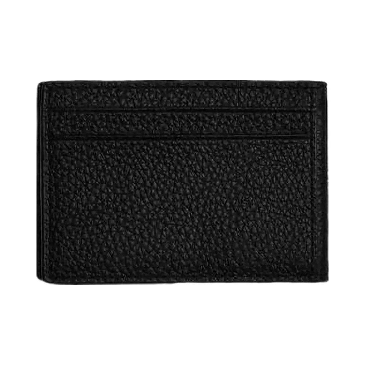 Coach Compact Billfold Wallet Pebbled Leather-Gunmetal-Black