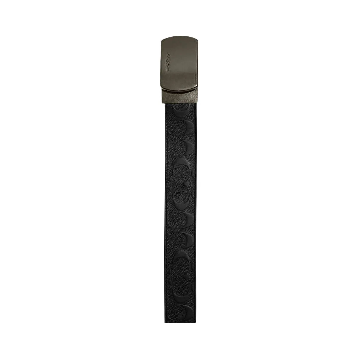 Coach Plaque Buckle Cut To Size Reversible Belt, 38 Mm Smooth Leather-Gunmetal-Black-Dark Saddle