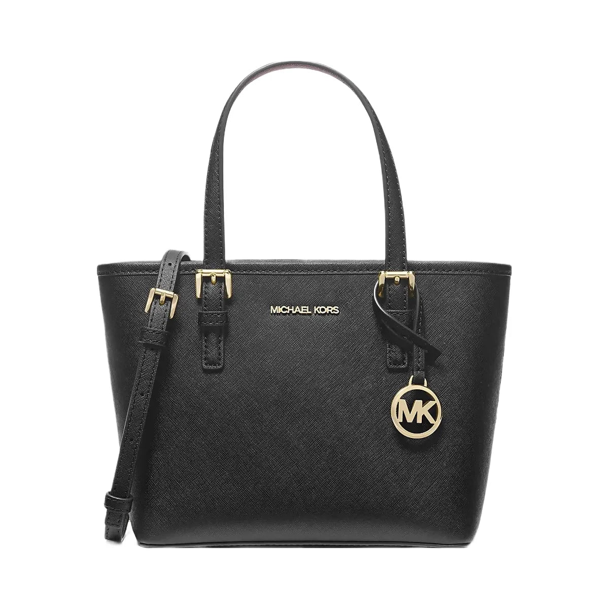 Michael Kors Jet Set Travel Extra-Small Saffiano Leather Top-Zip Tote Bag Black