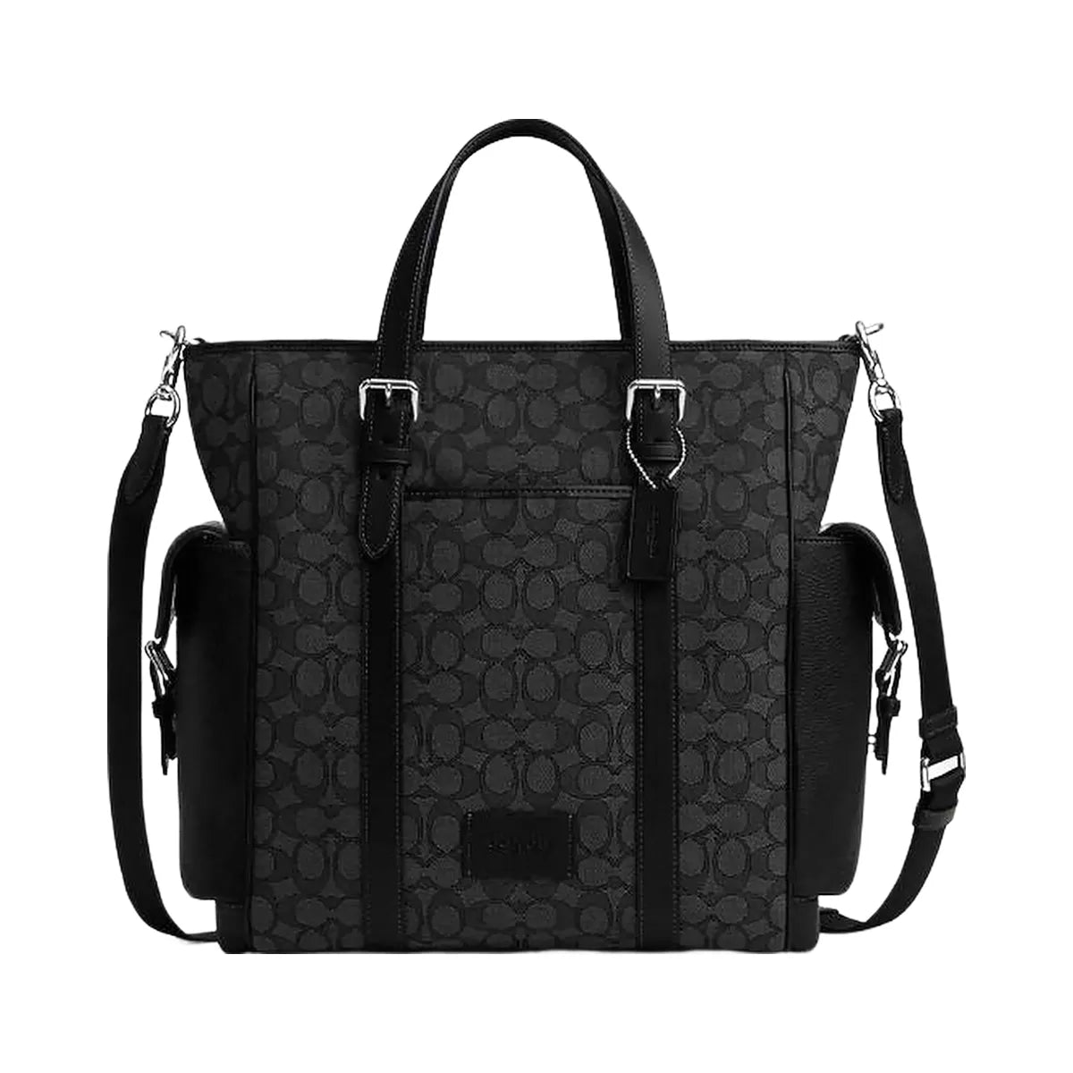 Coach Sprint Tote In Signature Jacquard Signature Jacquard-Silver-Charcoal-Black