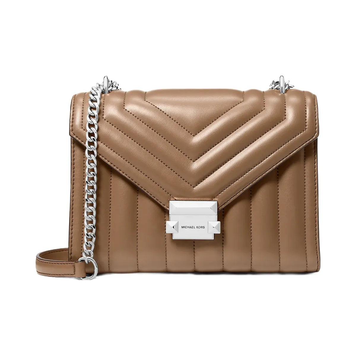 Michael Kors Whitney Medium Quilted Shoulder Bag Driftwood