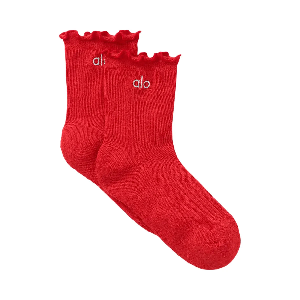 Alo Women's Lettuce Edge Sock - Bright Red