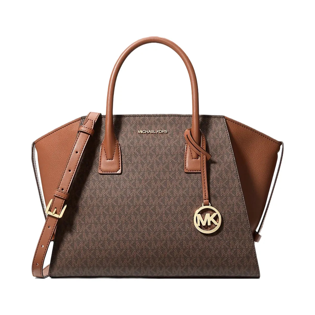 Michael Kors Avril Large Signature Logo Satchel Brown