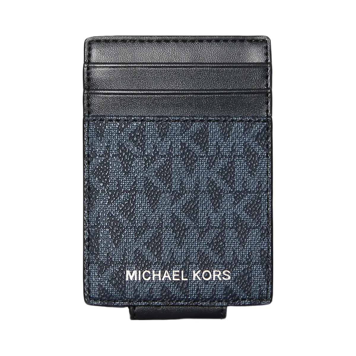 Michael Kors Cooper Signature Logo Money Clip Card Case Admrl-Plblue