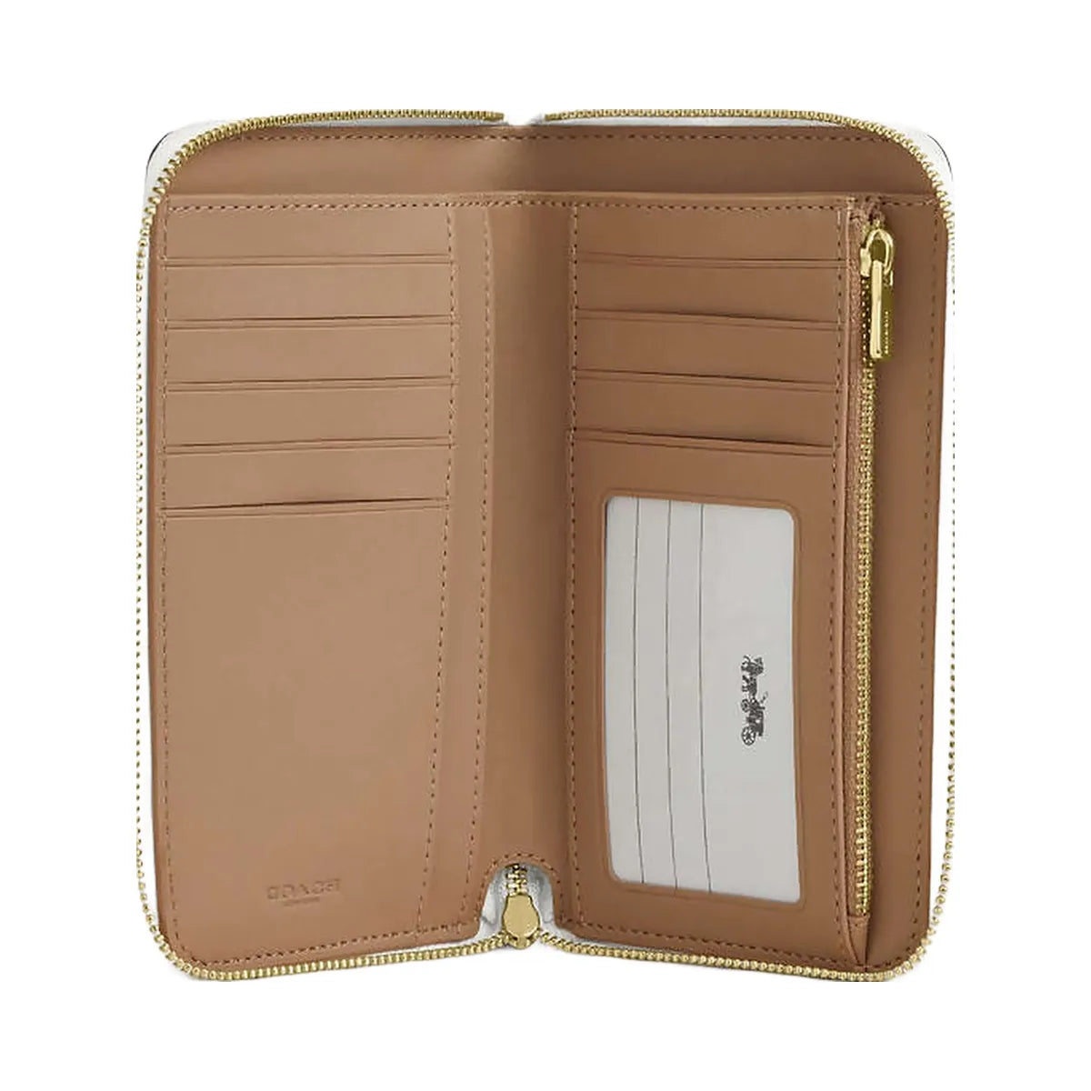 Coach Medium Id Zip Wallet In Signature Canvas Signature Canvas-Gold-White-Chalk