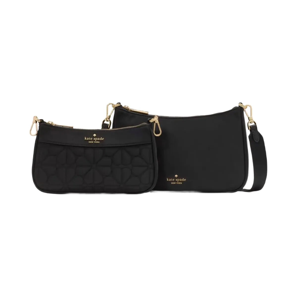 Kate Spade Duet Quilted Fabric Small Crossbody Black
