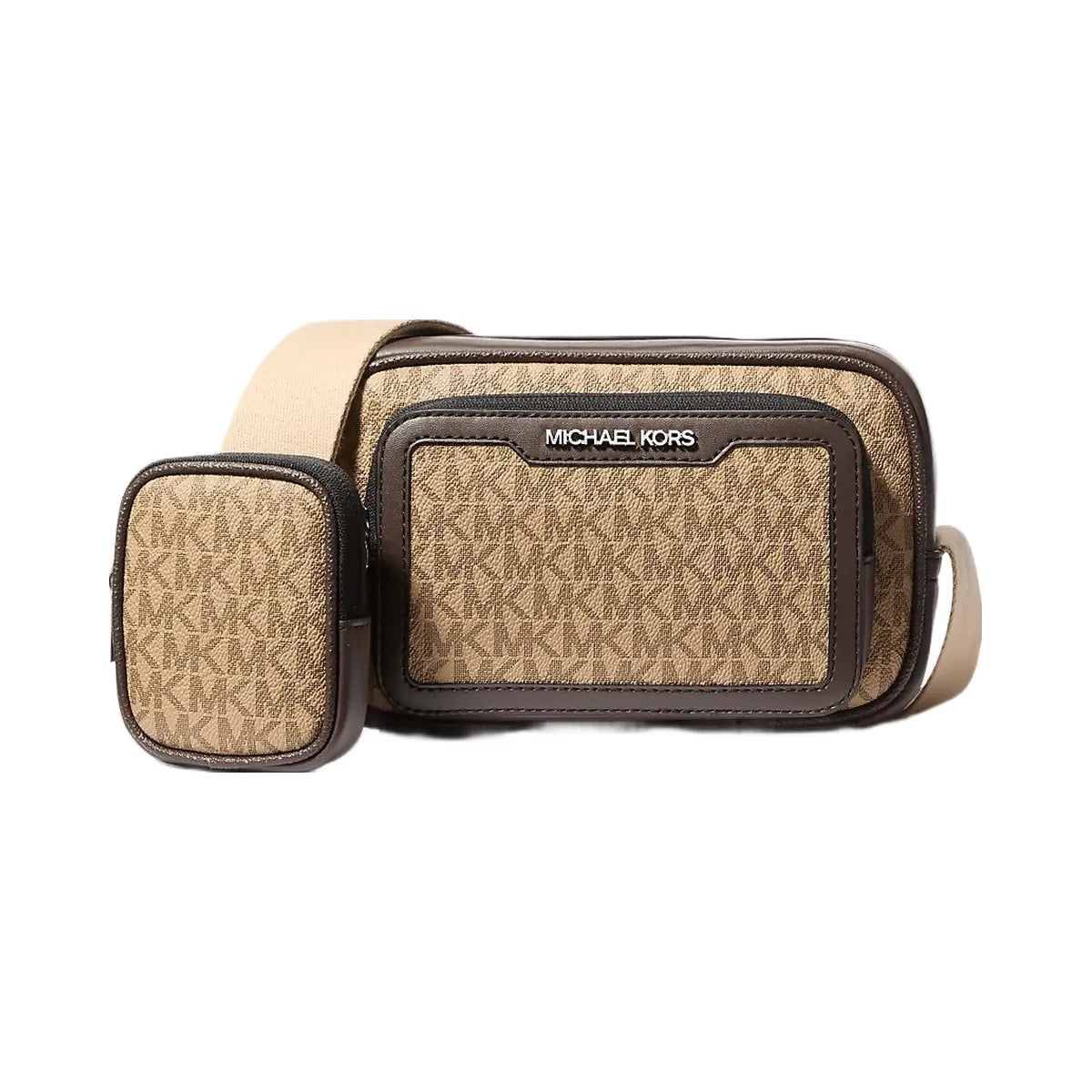 Michael Kors Cooper Signature Logo Camera Crossbody Bag With Pouch Camel