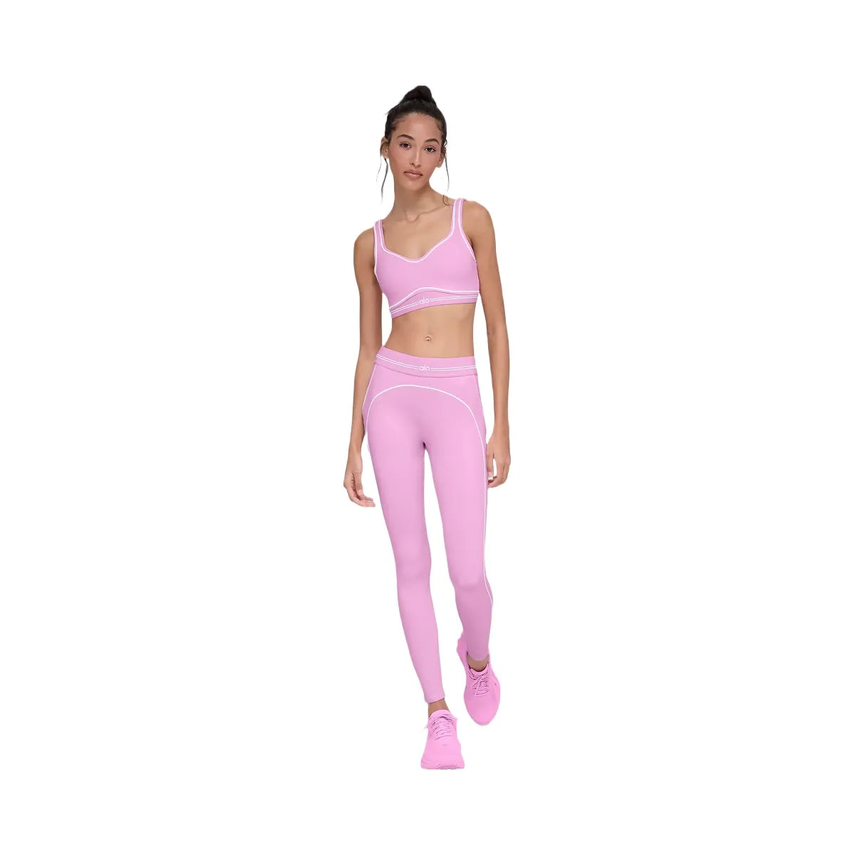 Alo Women's Airbrush High-Waist Heart Throb Legging - Candy Heart Pink/White