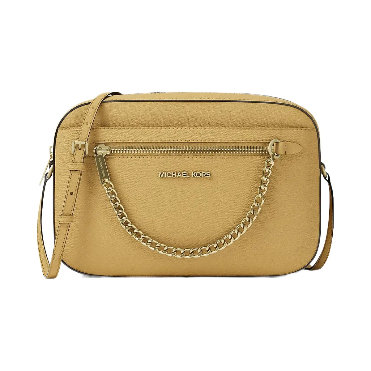 Michael Kors Jet Set Large Saffiano Leather Crossbody Bag Honey