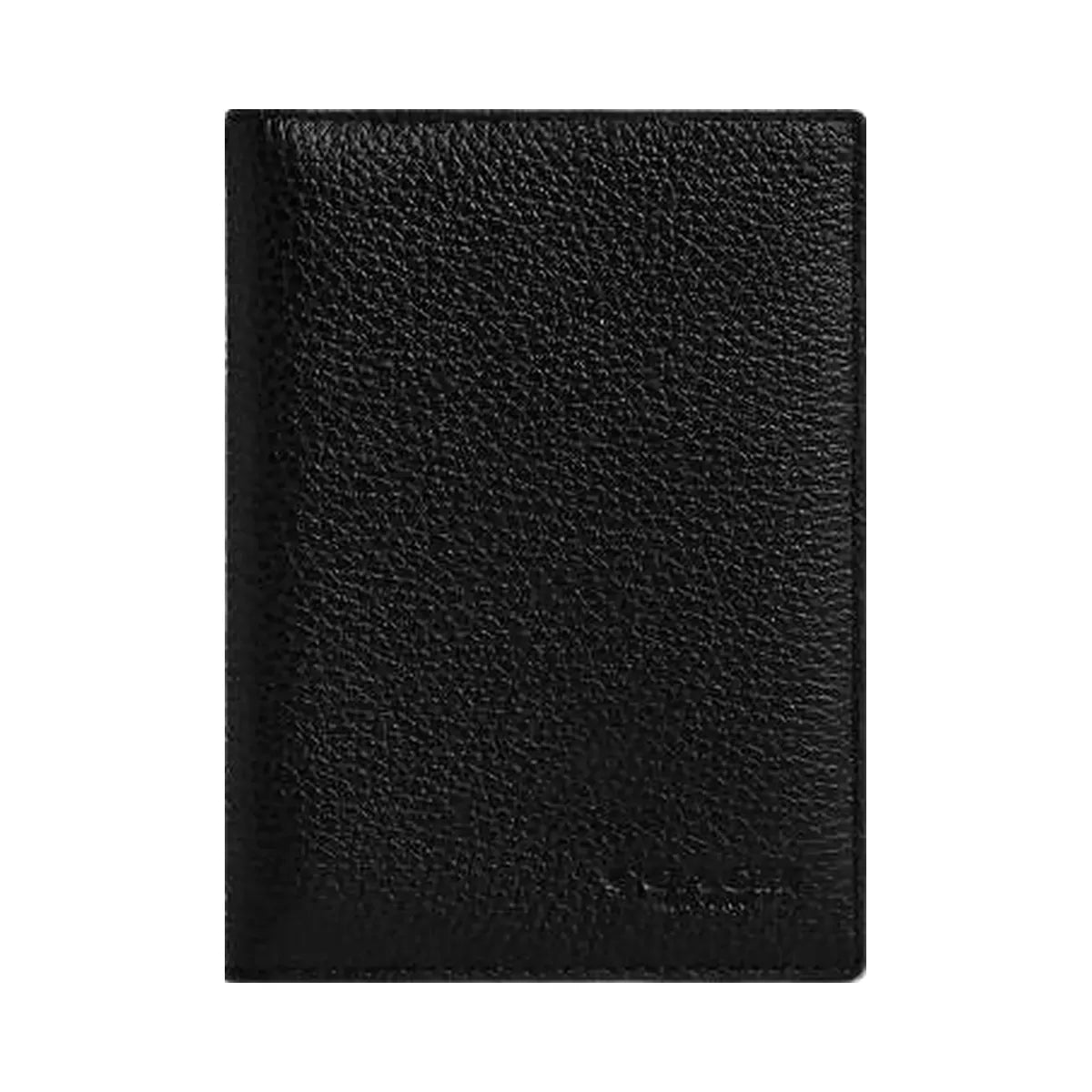 Coach Passport Card Case Pebbled Leather-Gunmetal-Black