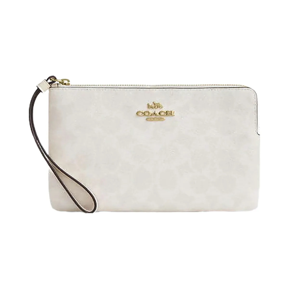 Coach Large Corner Zip Wristlet In Signature Canvas Signature Canvas-Gold-White-Chalk