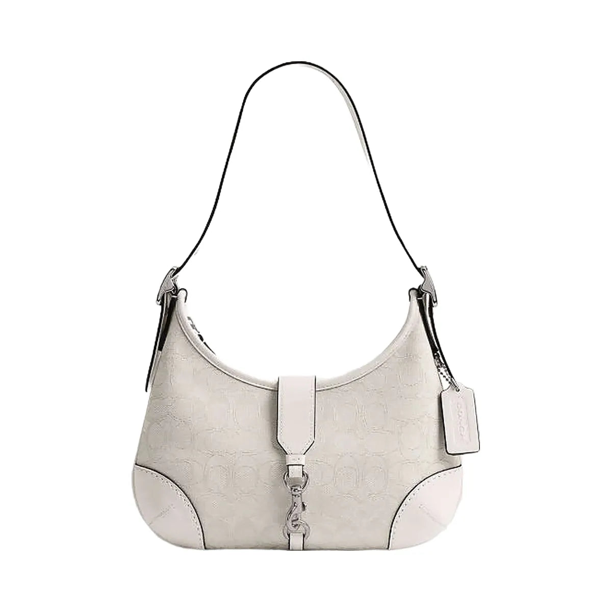 Coach Hamptons Hobo Bag In Signature Jacquard Signature Jacquard-Silver-Cloud Chalk