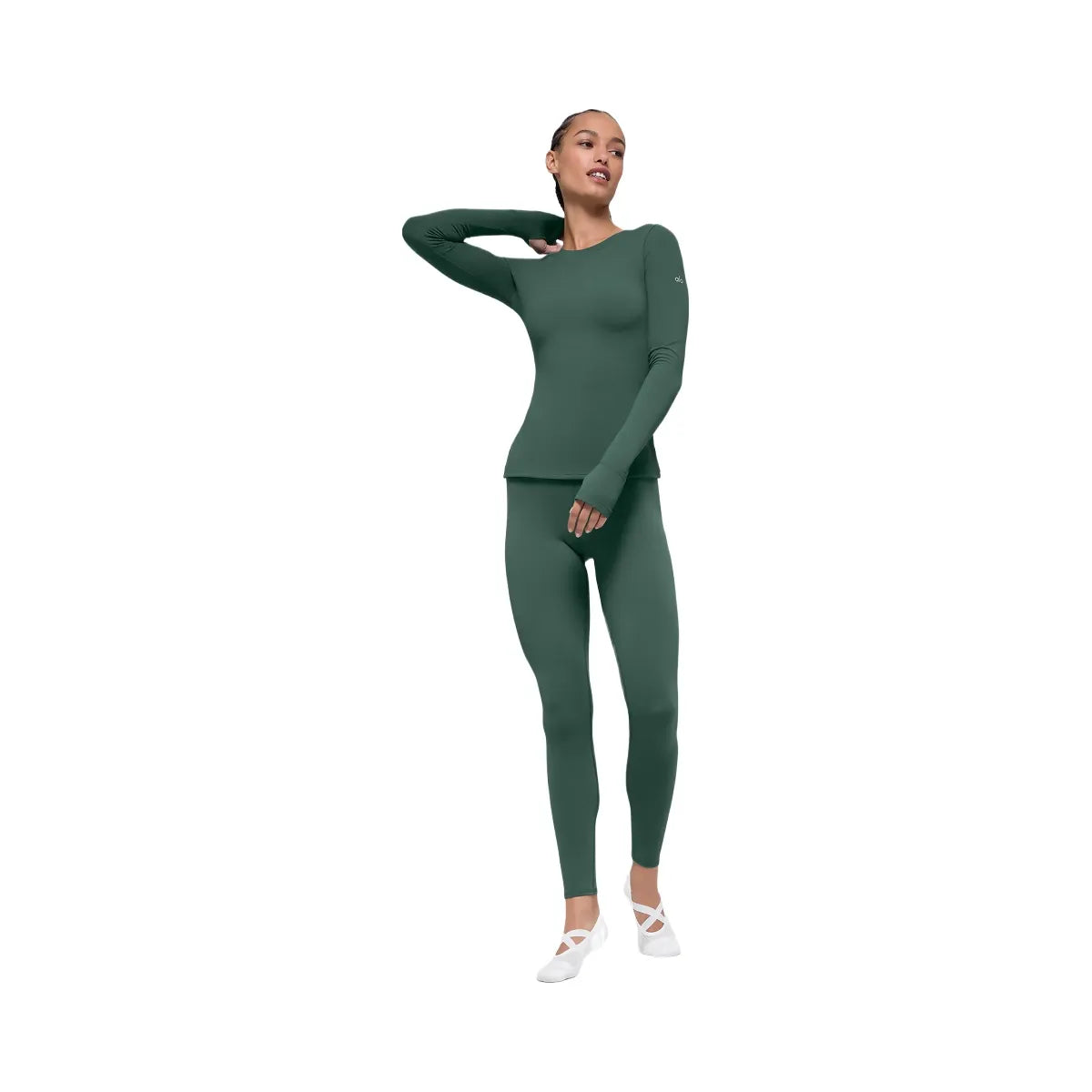 Alo Women's Airbrush Winter Warm Nocturne Long Sleeve - Clover Green
