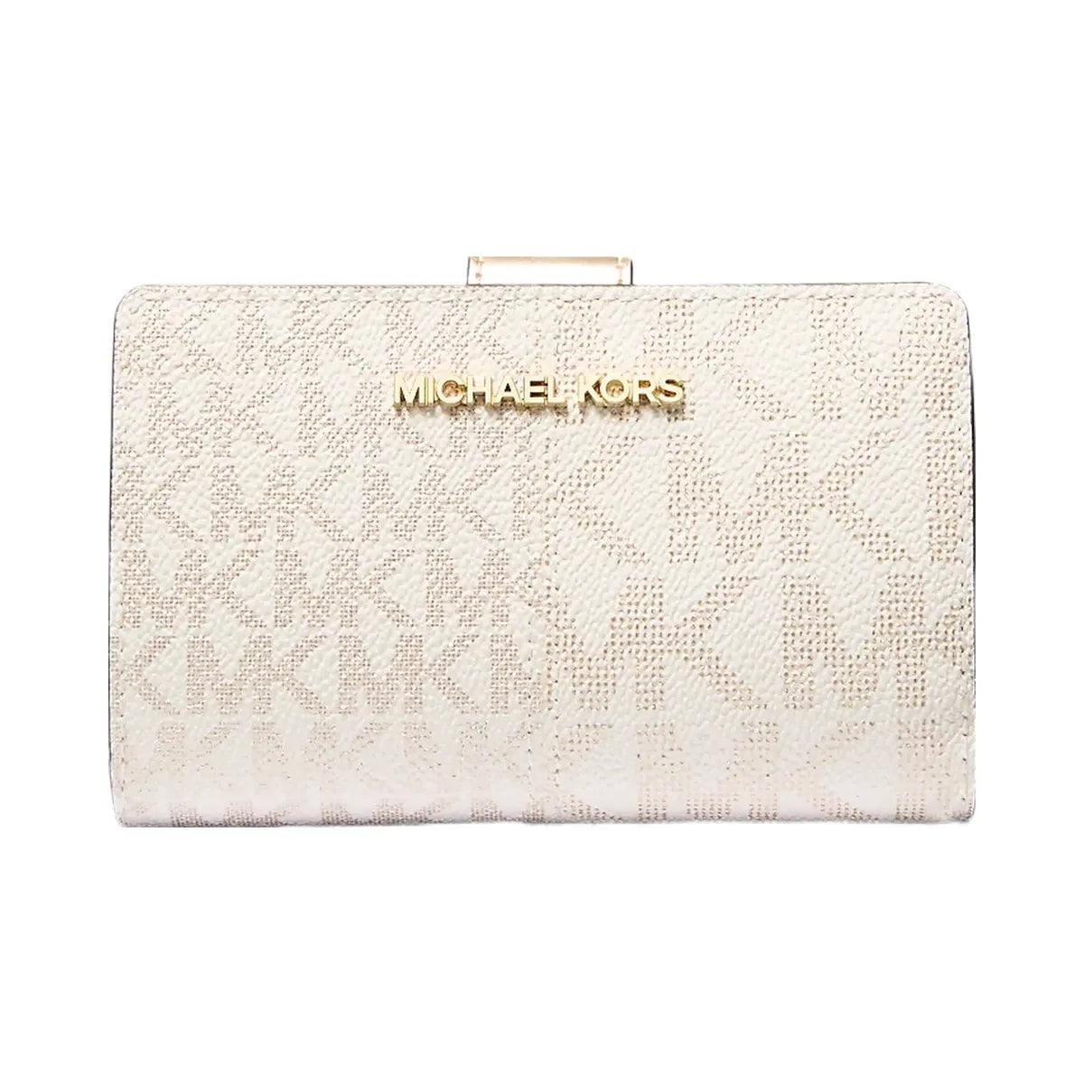 Michael Kors Jet Set Medium Metallic Logo Wallet Pale Gold