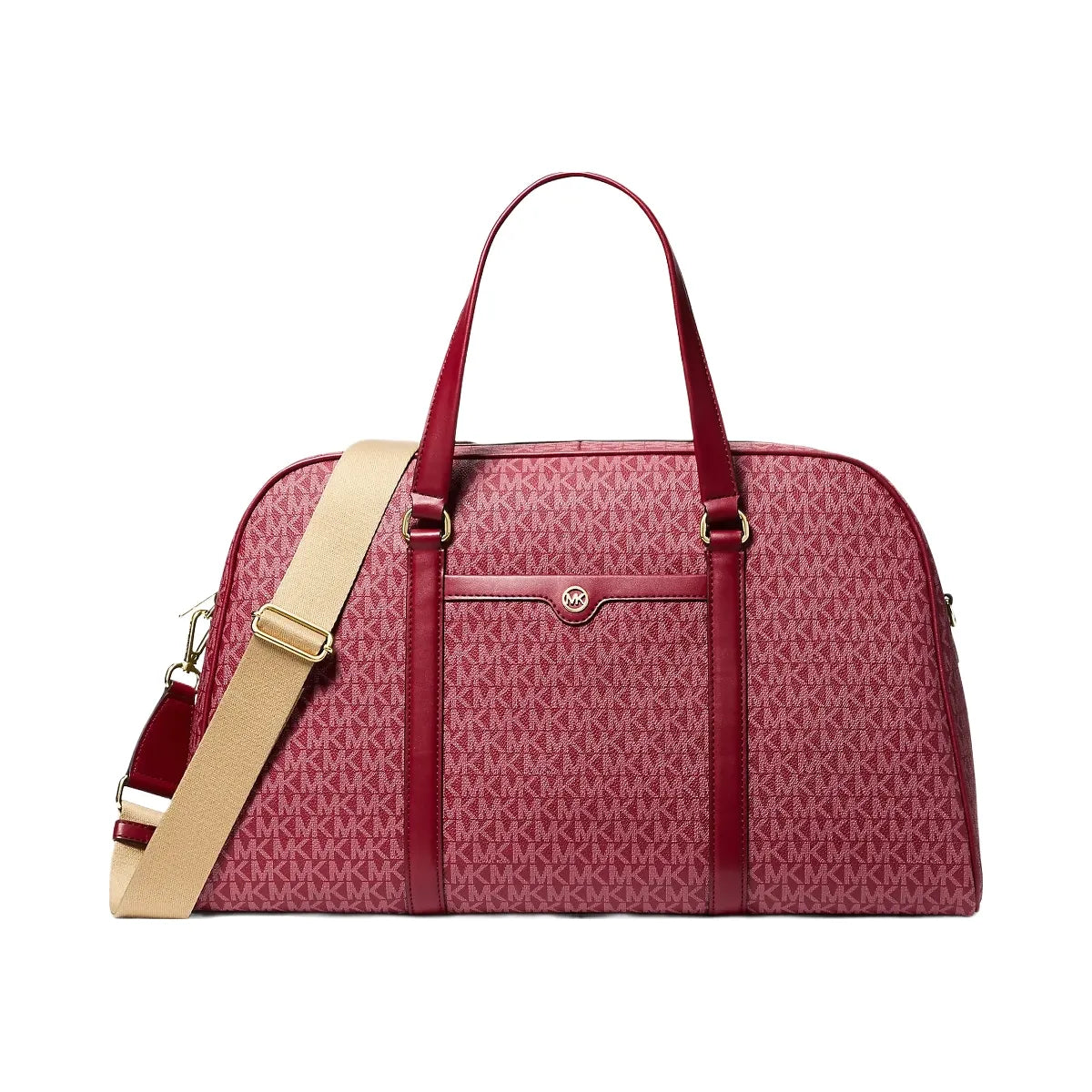 Michael Kors Jet Set Travel Extra-Large Signature Logo Weekender Bag Cherry