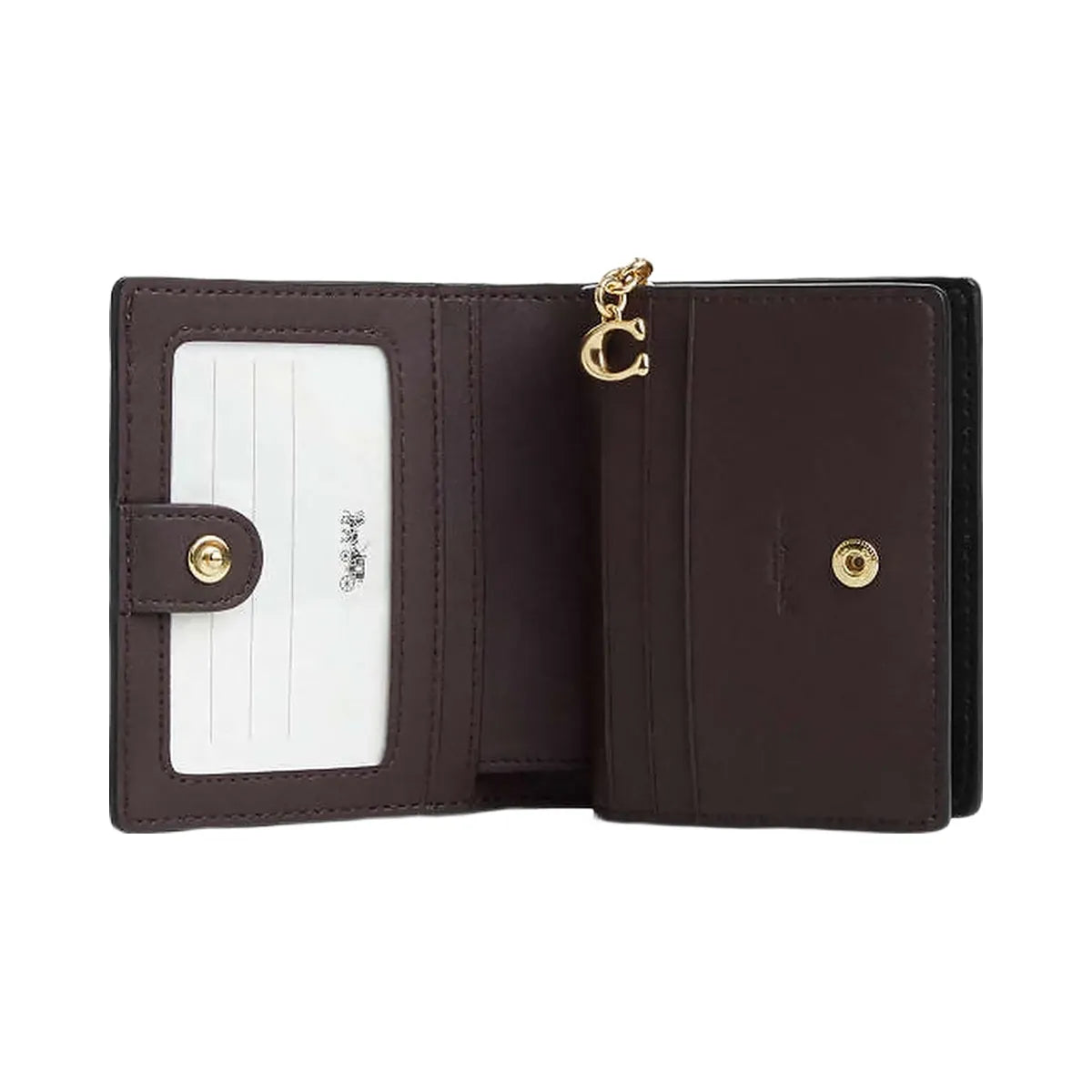 Coach Snap Wallet In Signature Canvas Signature Canvas-Gold-Walnut-Black