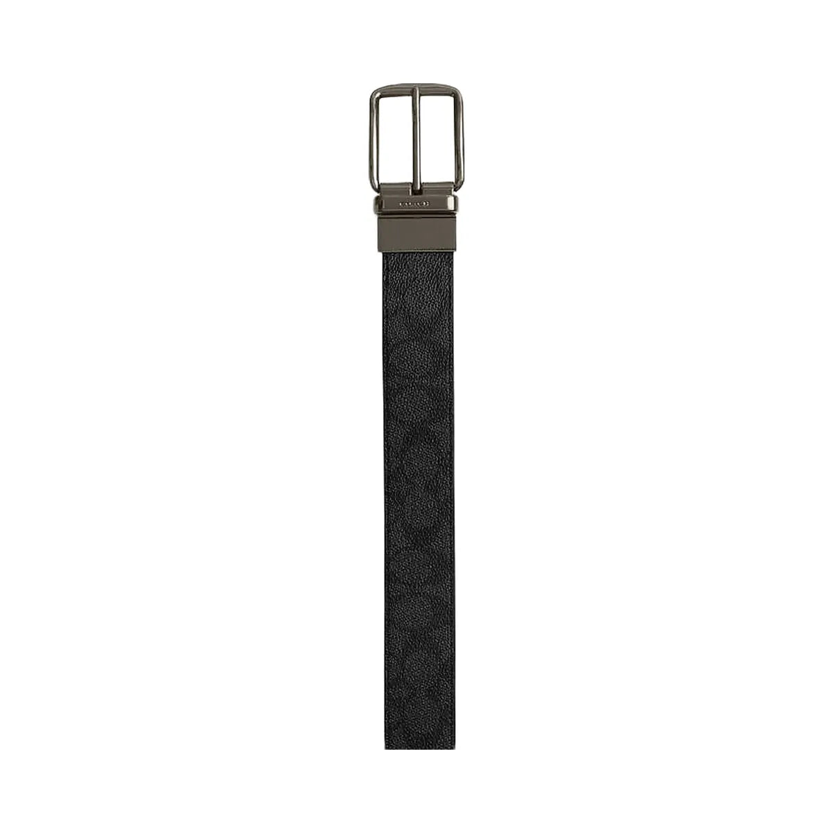 Coach Harness Buckle Cut To Size Reversible Belt, 38 Mm Signature Canvas-Gunmetal-Charcoal-Black