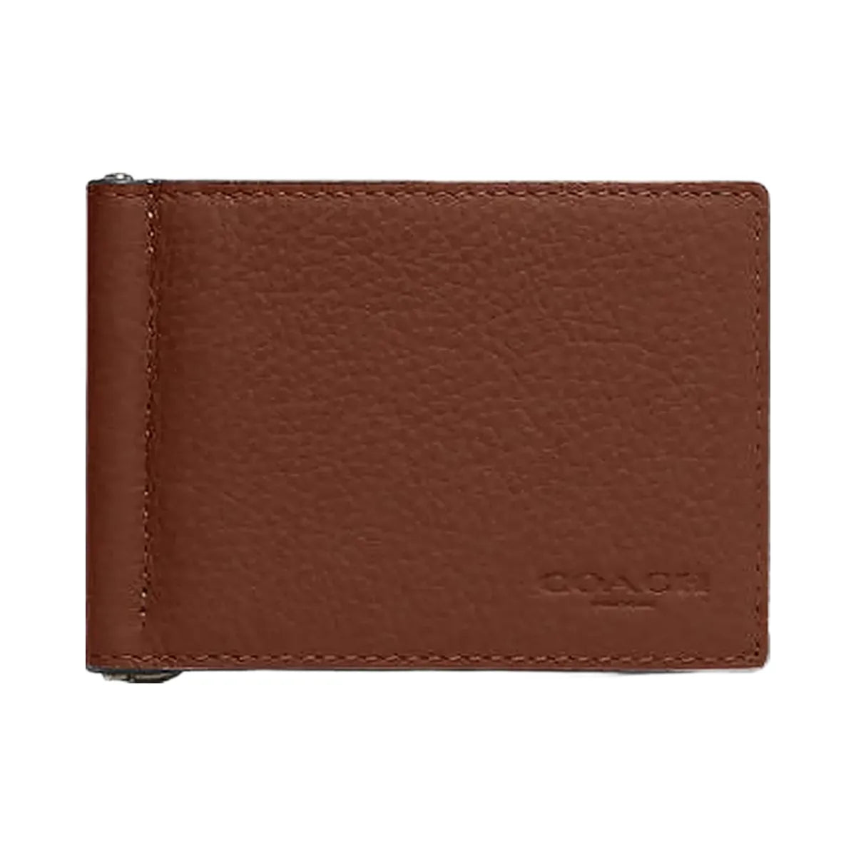 Coach Slim Money Clip Billfold Wallet Pebbled Leather-Qb-Sable