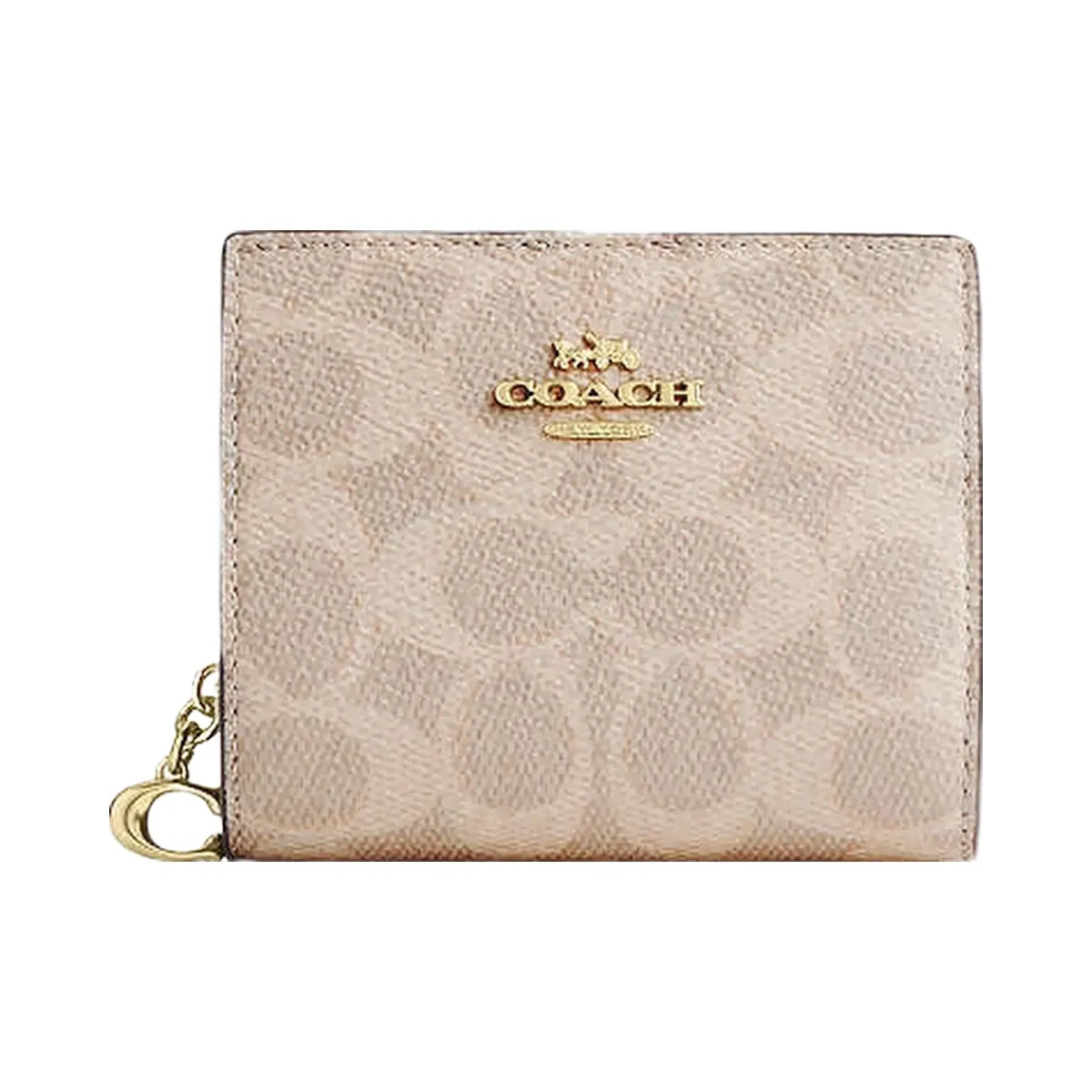 Coach Snap Wallet In Signature Canvas Signature Canvas-Gold-Sand-Chalk