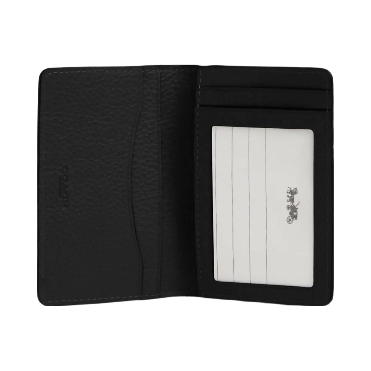 Coach Id Card Wallet In Signature Leather Pebbled Leather-Black