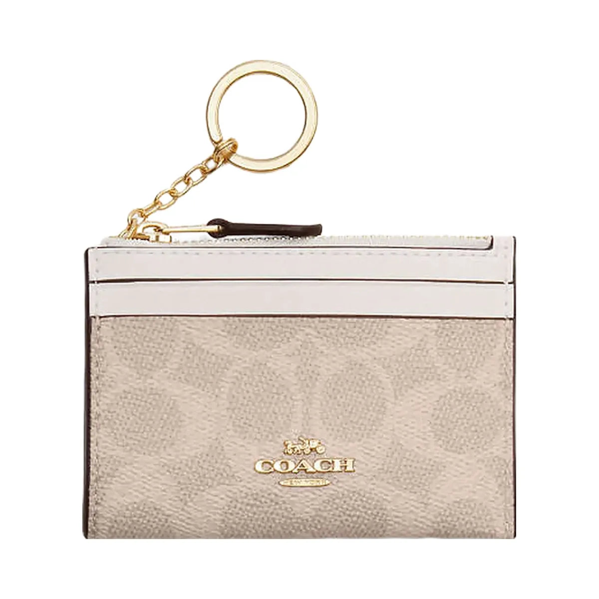 Coach Mini Skinny Id Case In Signature Canvas Signature Canvas-Gold-Sand-Chalk