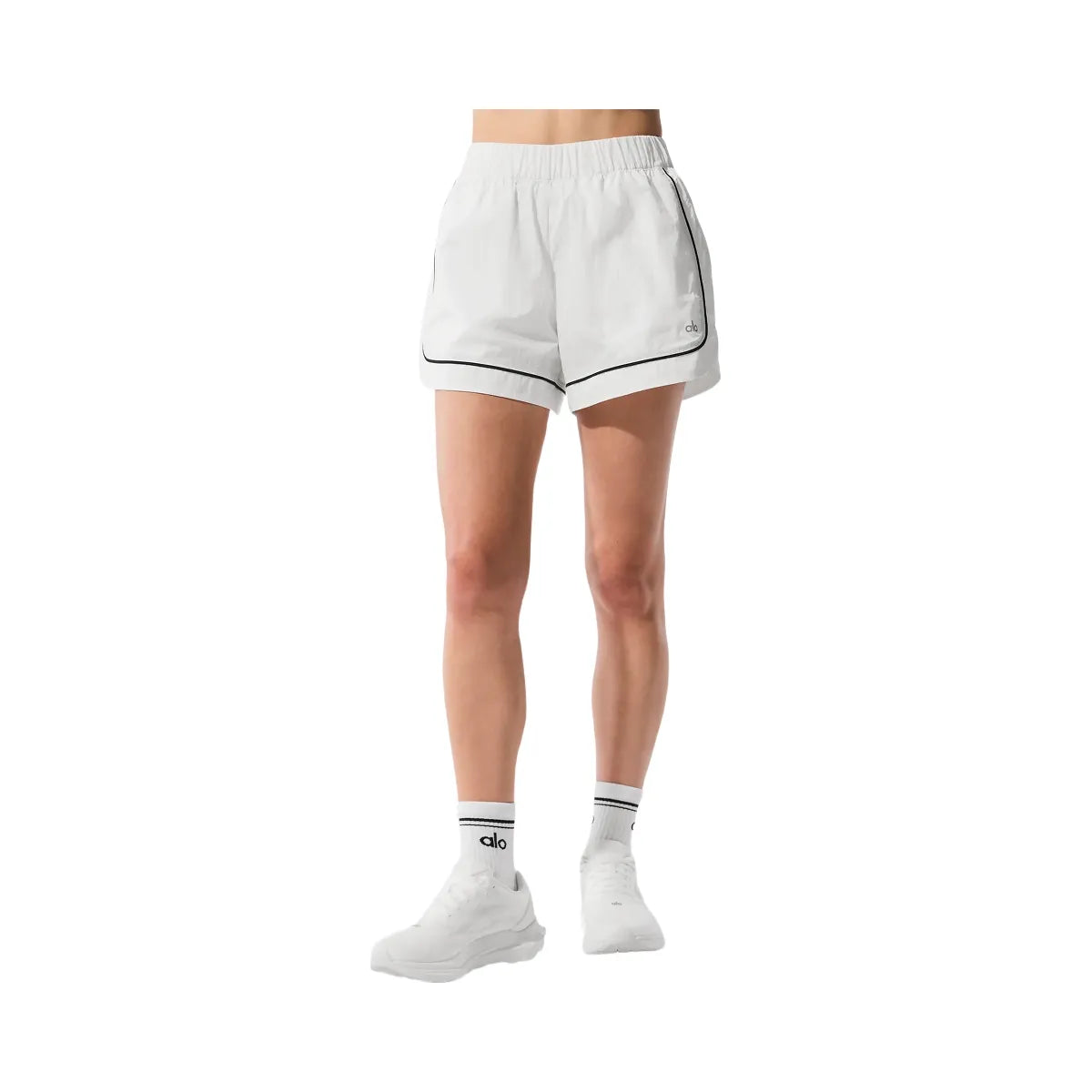 Alo Women's Motivate Track Short - White/Black