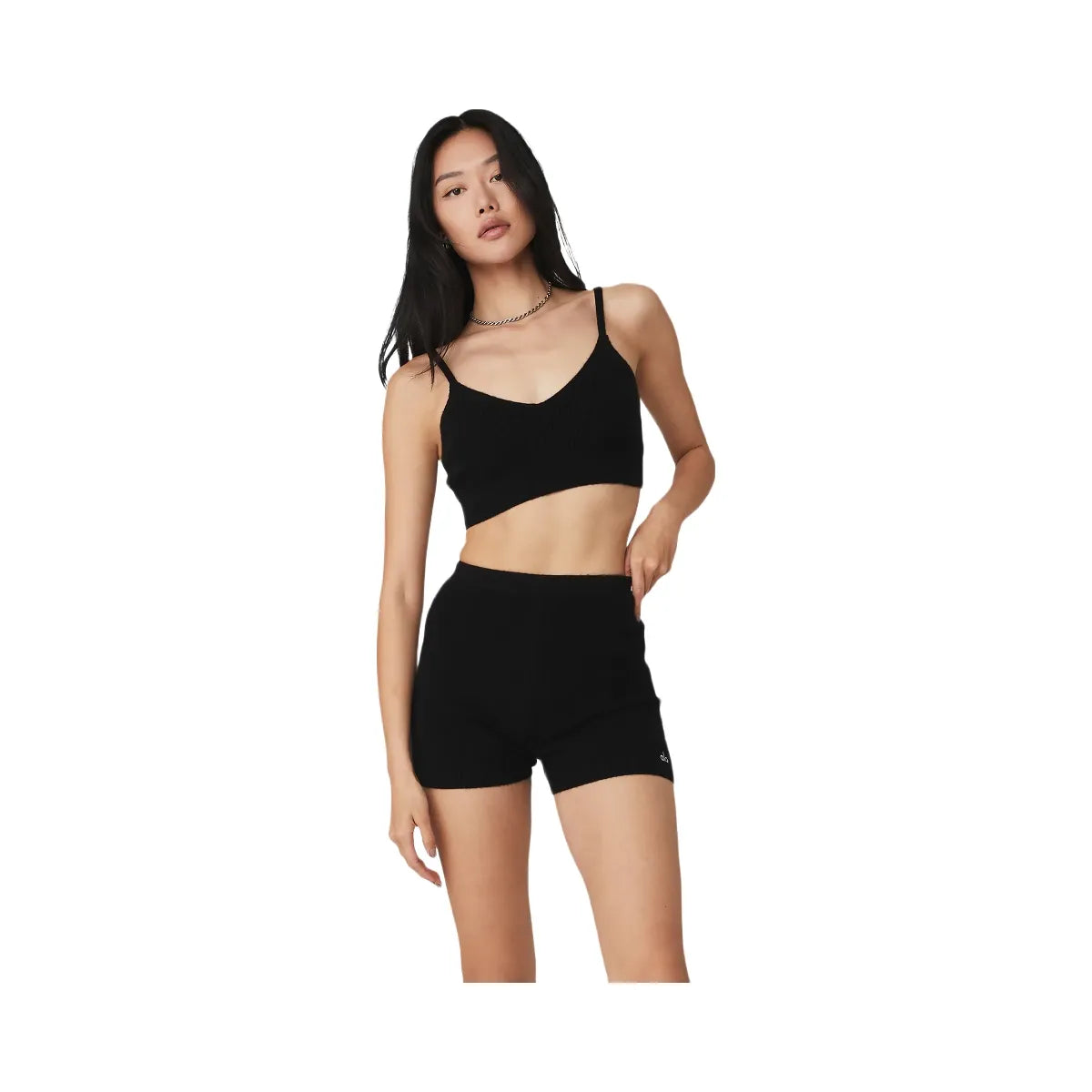Alo Women's Cashmere Ribbed Staycation Bra - Jet Black