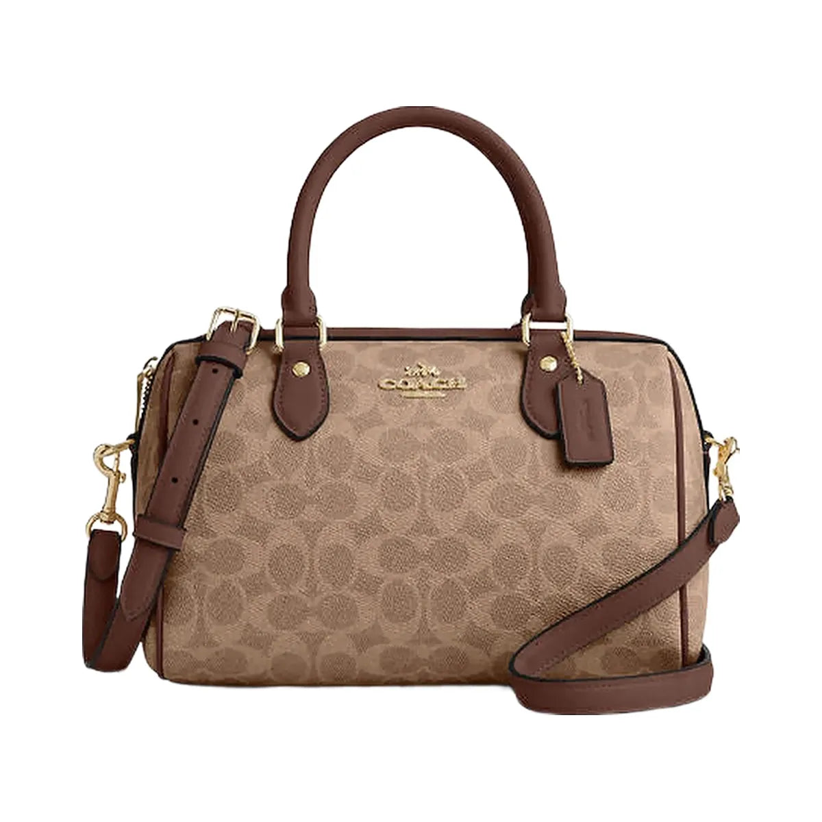 Coach Rowan Satchel Bag In Signature Canvas Signature Canvas-Gold-Tan-Brown