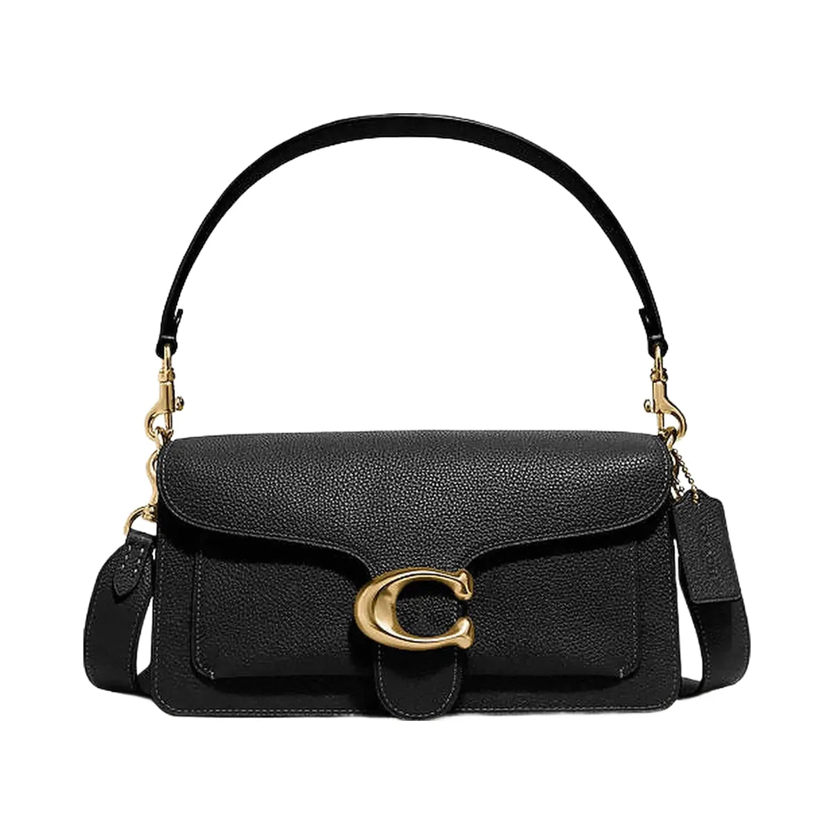 Coach Tabby Shoulder Bag 26 Polished Pebble Leather-Brass-Black
