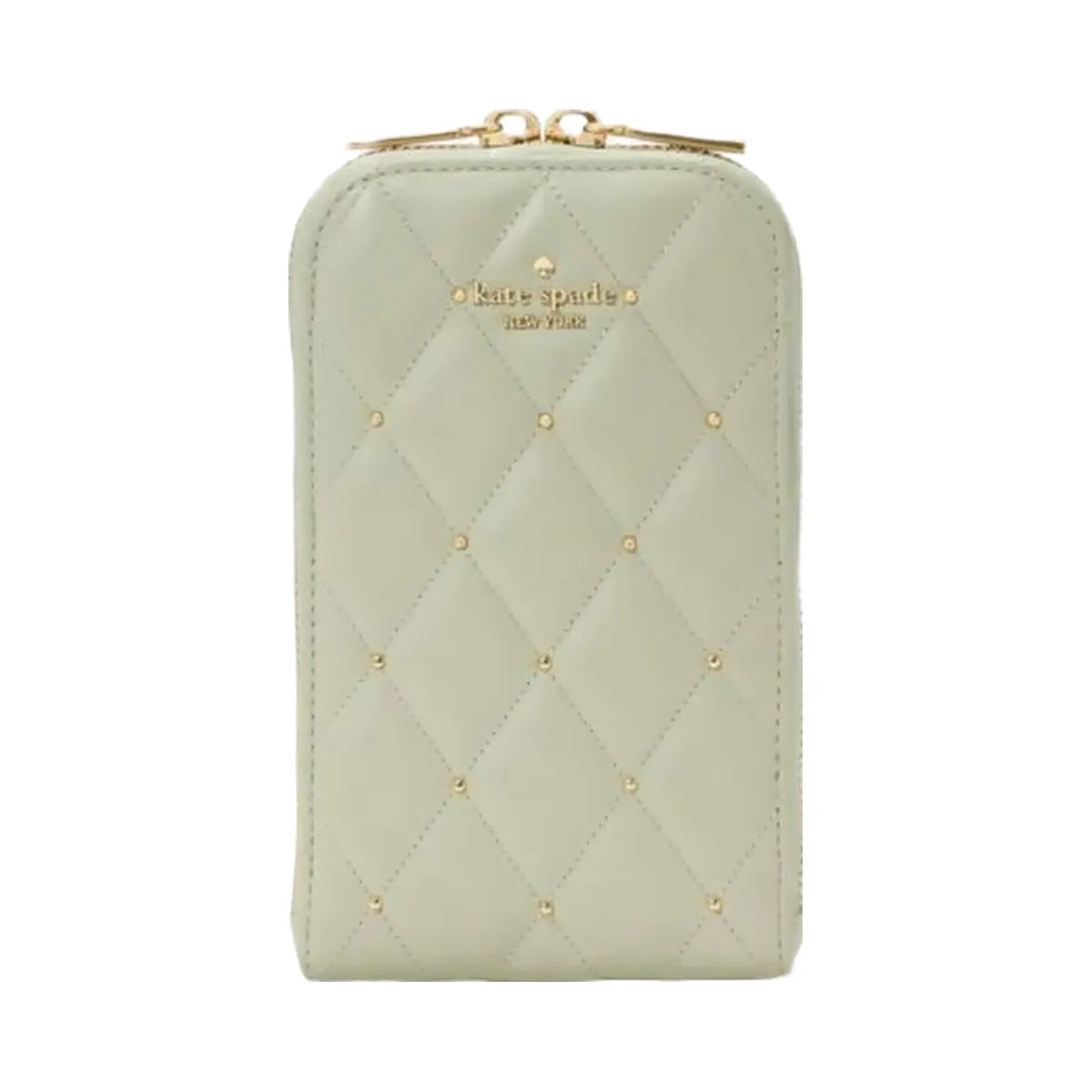 Kate Spade Carey Quilted Studded Phone Chain Crossbody Sage Bundle